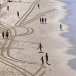 Tire tracks in the sand