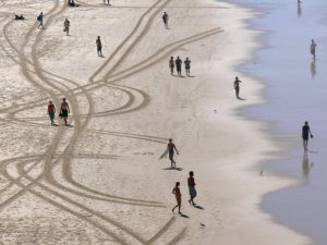 Tire tracks in the sand